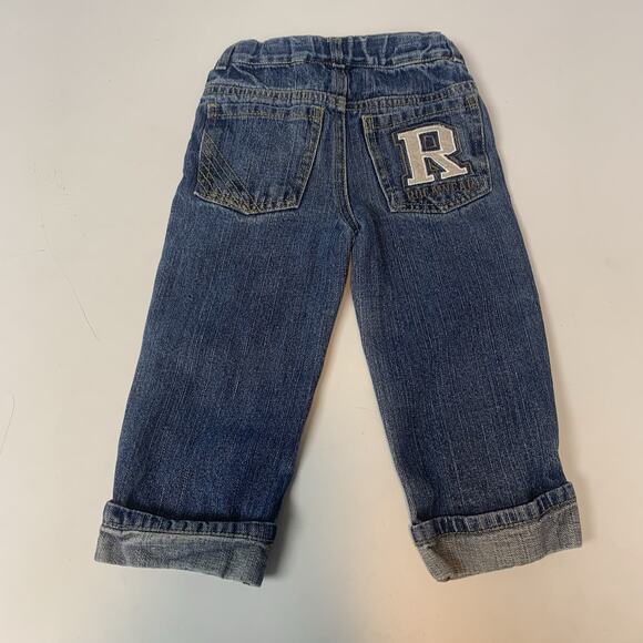 Rocawear Jeans Boys 2T Toddler Cuffed Embroidered Logo Straight Blue Denim Pants - Picture 1 of 4